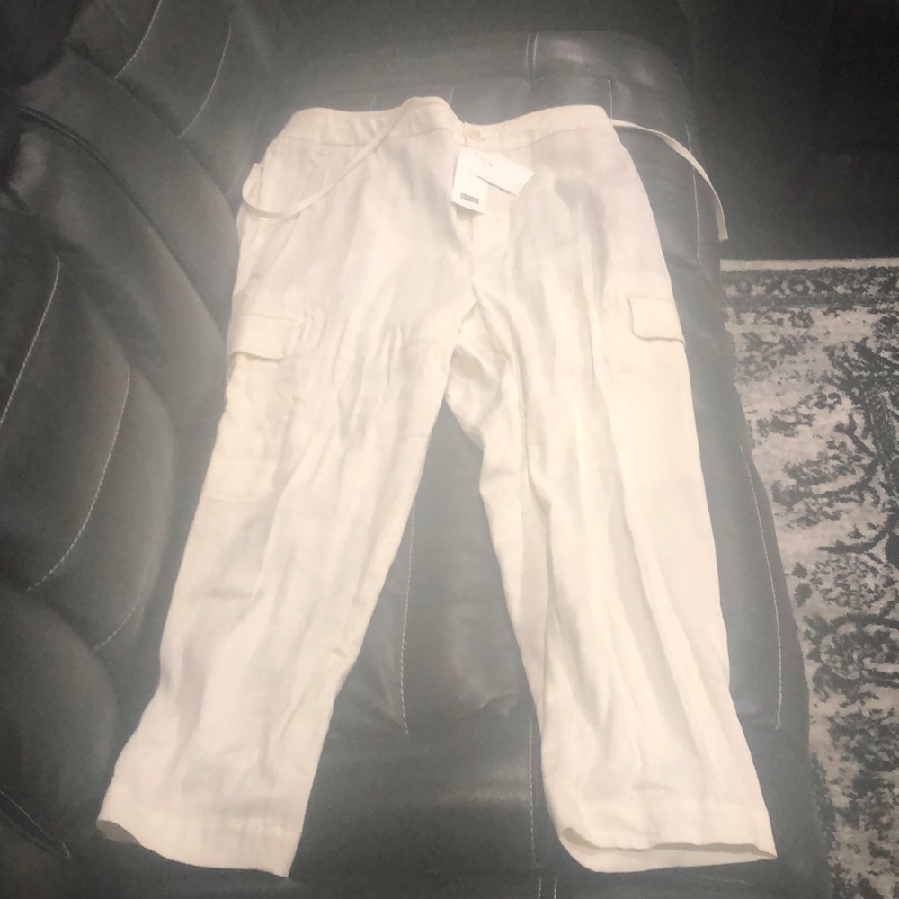 NWT $295!!! Vince linen cargo Capri pants large